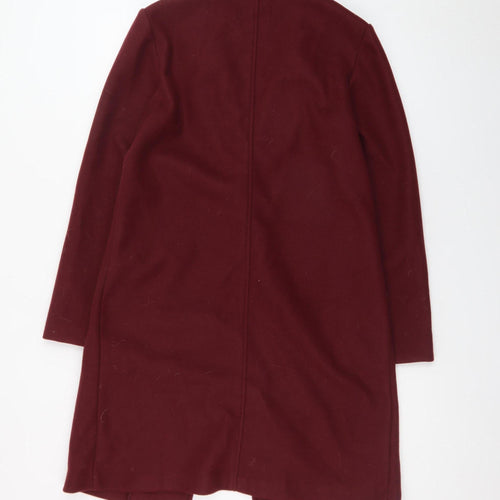 Stradivarius Women's Red Long Overcoat Size 10 Polyester