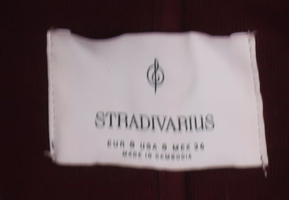 Stradivarius Women's Red Long Overcoat Size 10 Polyester