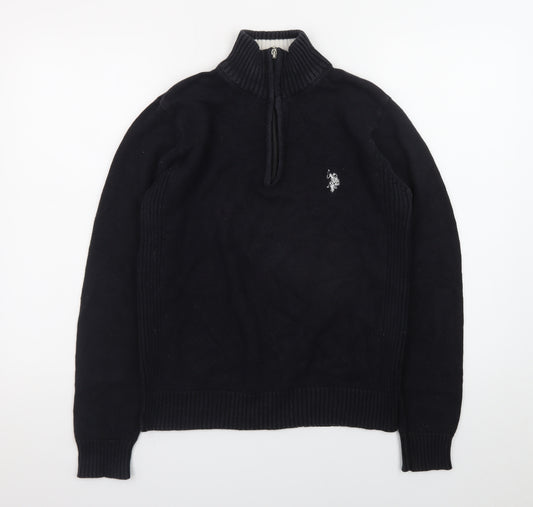 U.S. Polo Assn. Men’s Black Small 1/4 Zip Cotton Jumper