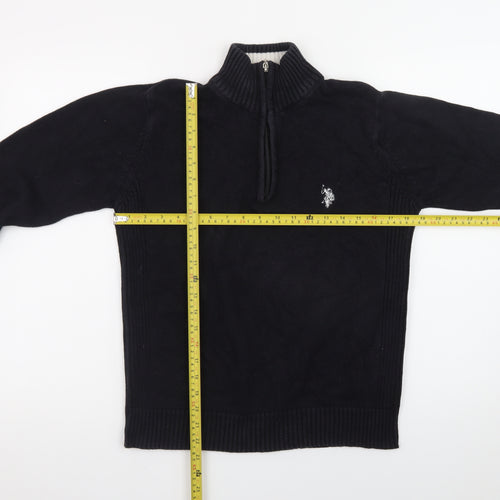 U.S. Polo Assn. Men’s Black Small 1/4 Zip Cotton Jumper