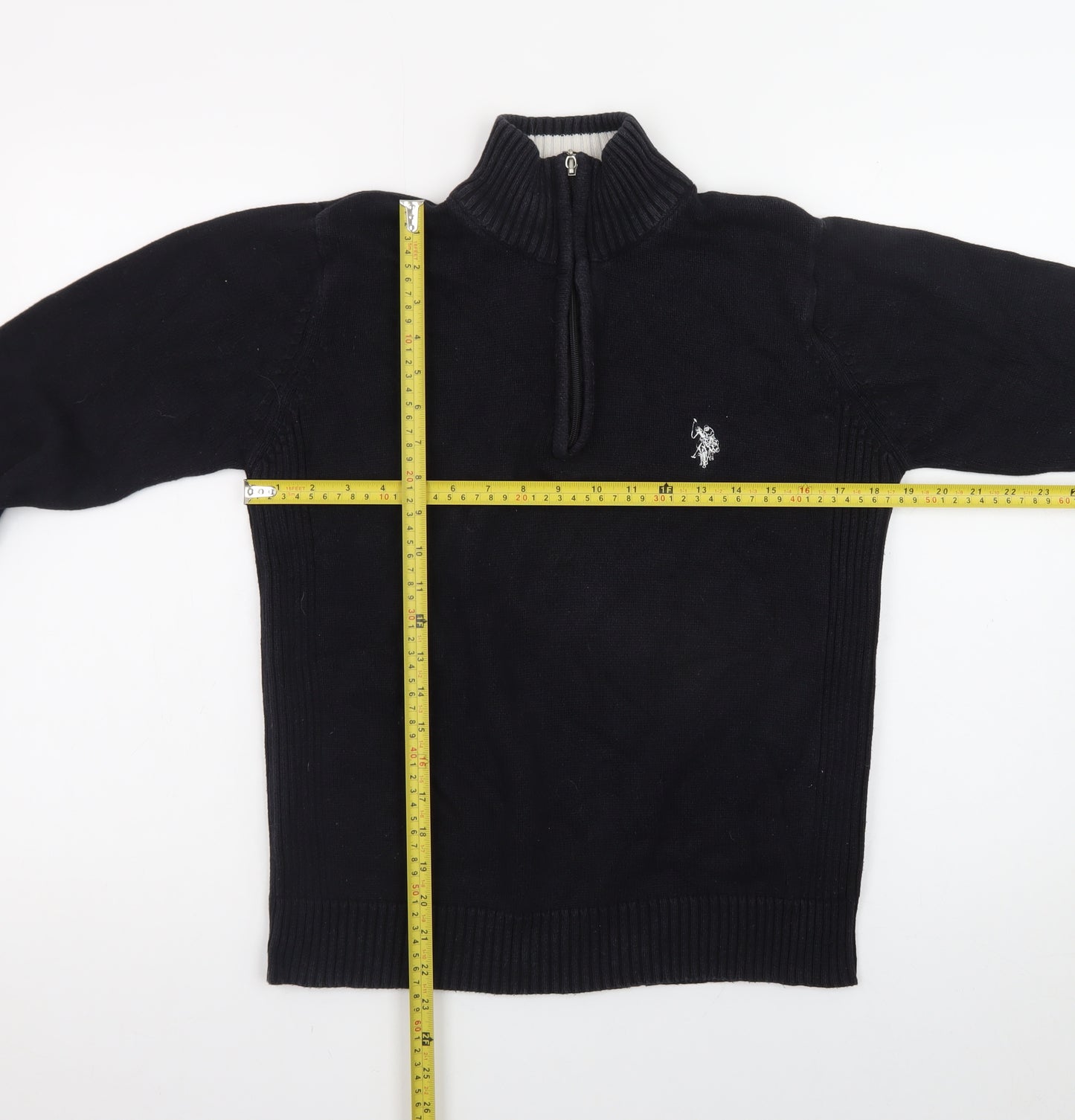 U.S. Polo Assn. Men’s Black Small 1/4 Zip Cotton Jumper
