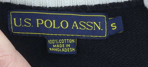 U.S. Polo Assn. Men’s Black Small 1/4 Zip Cotton Jumper