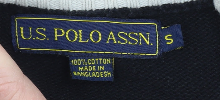 U.S. Polo Assn. Men’s Black Small 1/4 Zip Cotton Jumper