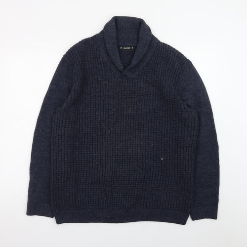 Dunnes Stores Mens Blue XL Collared Chunky Knit Pullover Jumper