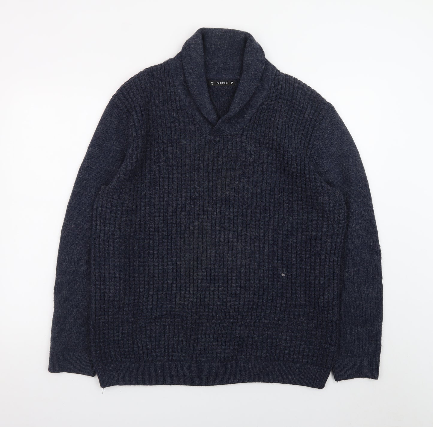 Dunnes Stores Mens Blue XL Collared Chunky Knit Pullover Jumper