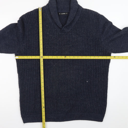 Dunnes Stores Mens Blue XL Collared Chunky Knit Pullover Jumper