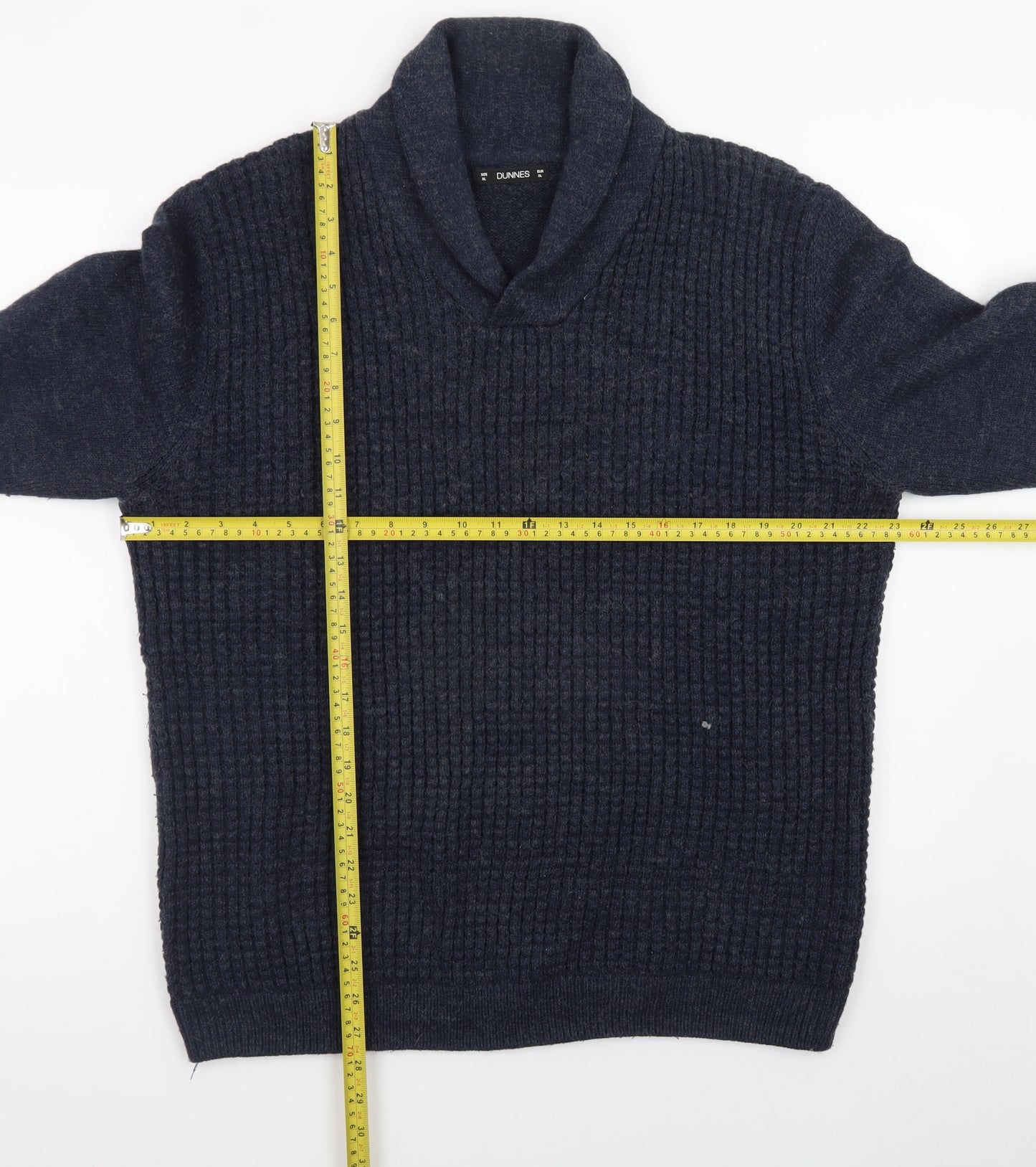Dunnes Stores Mens Blue XL Collared Chunky Knit Pullover Jumper