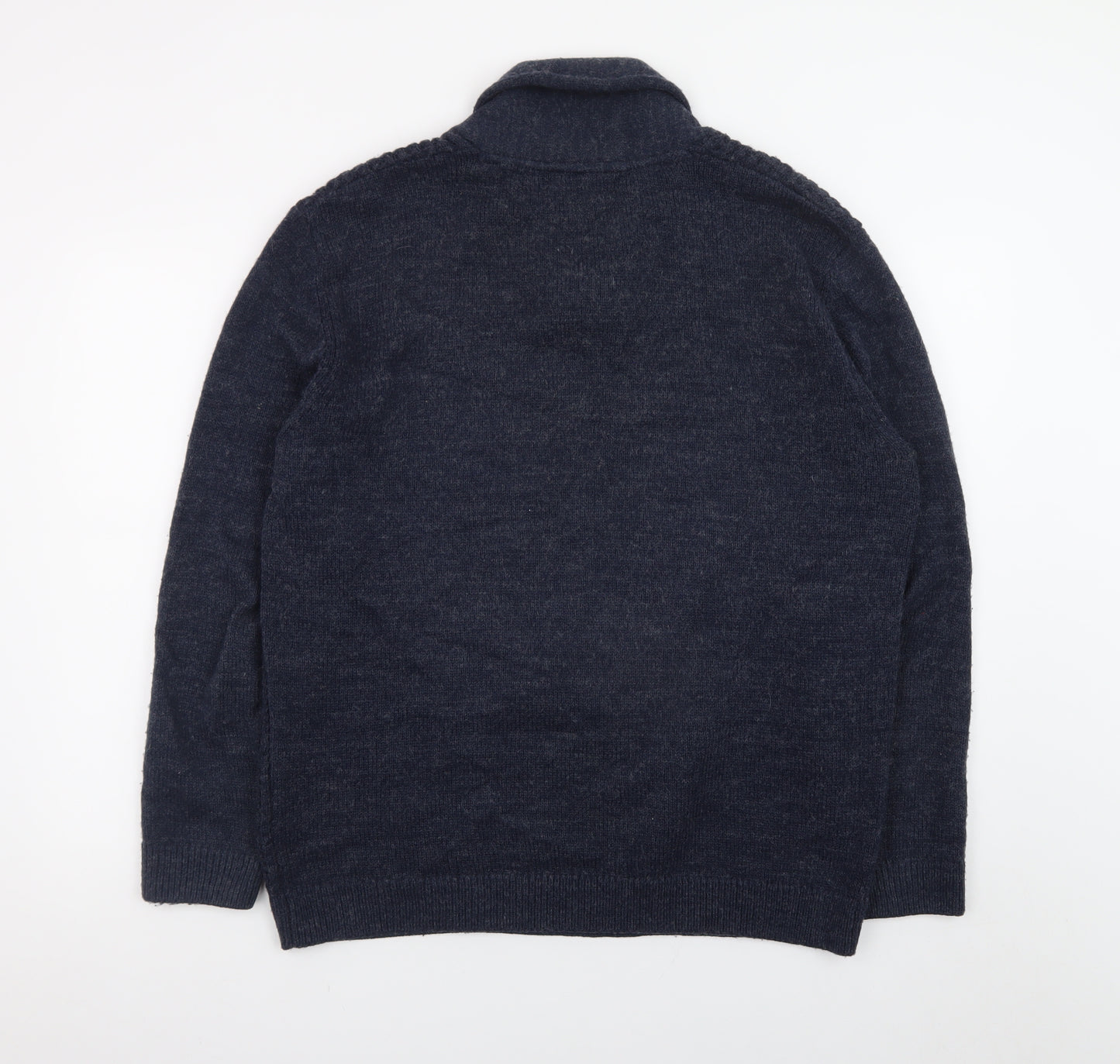 Dunnes Stores Mens Blue XL Collared Chunky Knit Pullover Jumper