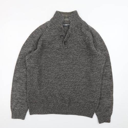 Kensington Eastside Men's Grey L Henley Knit Jumper