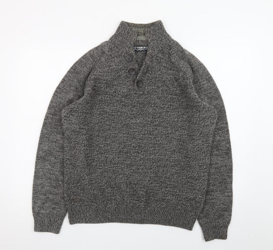 Kensington Eastside Men's Grey L Henley Knit Jumper