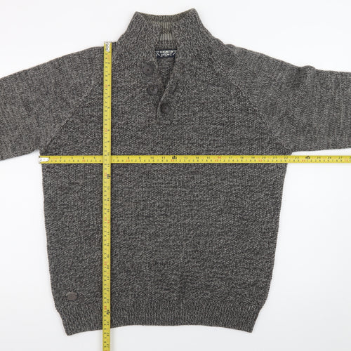 Kensington Eastside Men's Grey L Henley Knit Jumper