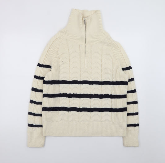 Dunnes Stores Womens Ivory Cable Knit Half Zip Jumper Size 14