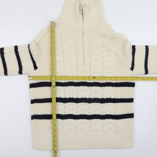 Dunnes Stores Womens Ivory Cable Knit Half Zip Jumper Size 14