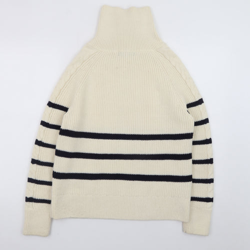 Dunnes Stores Womens Ivory Cable Knit Half Zip Jumper Size 14
