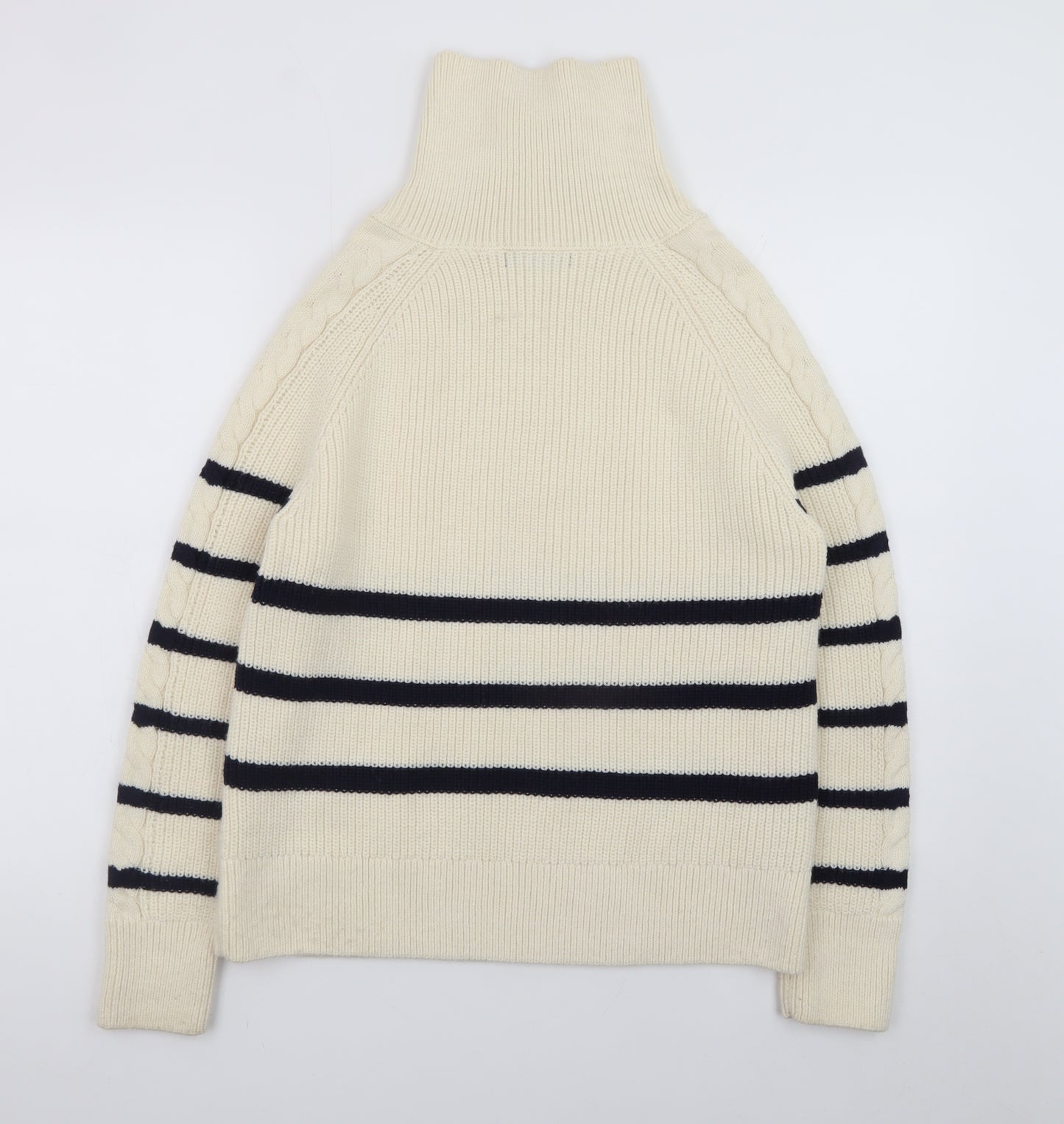 Dunnes Stores Womens Ivory Cable Knit Half Zip Jumper Size 14