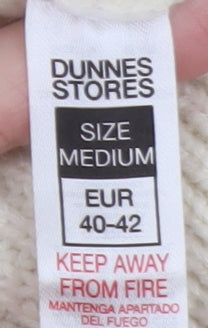 Dunnes Stores Womens Ivory Cable Knit Half Zip Jumper Size 14