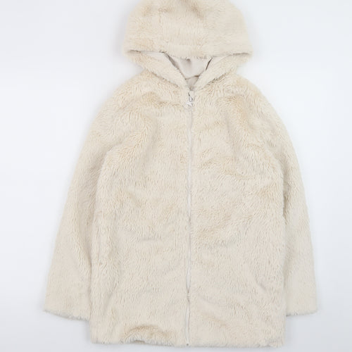 Dunnes Stores Girls Ivory Fleece Full Zip Hoodie Age 10-11 Years