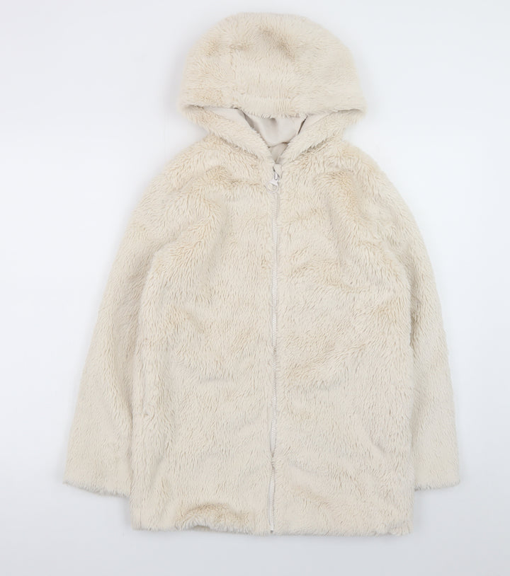Dunnes Stores Girls Ivory Fleece Full Zip Hoodie Age 10-11 Years