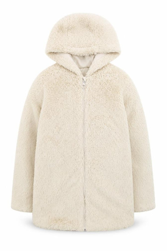 Front view of Dunnes girls’ ivory fleece full zip hoodie age 10-11 years