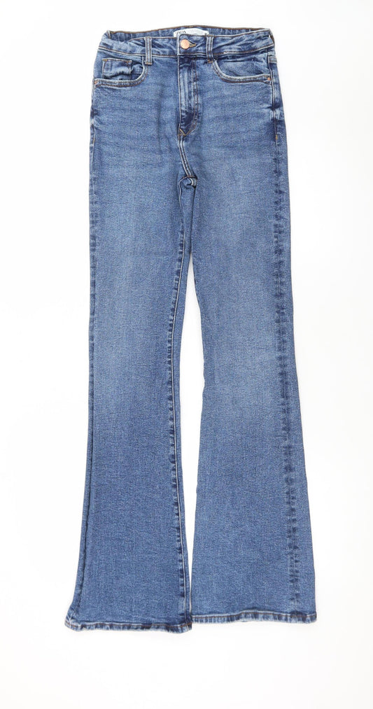 Zara Women Blue Flared Stretch Denim Jeans Size 10
