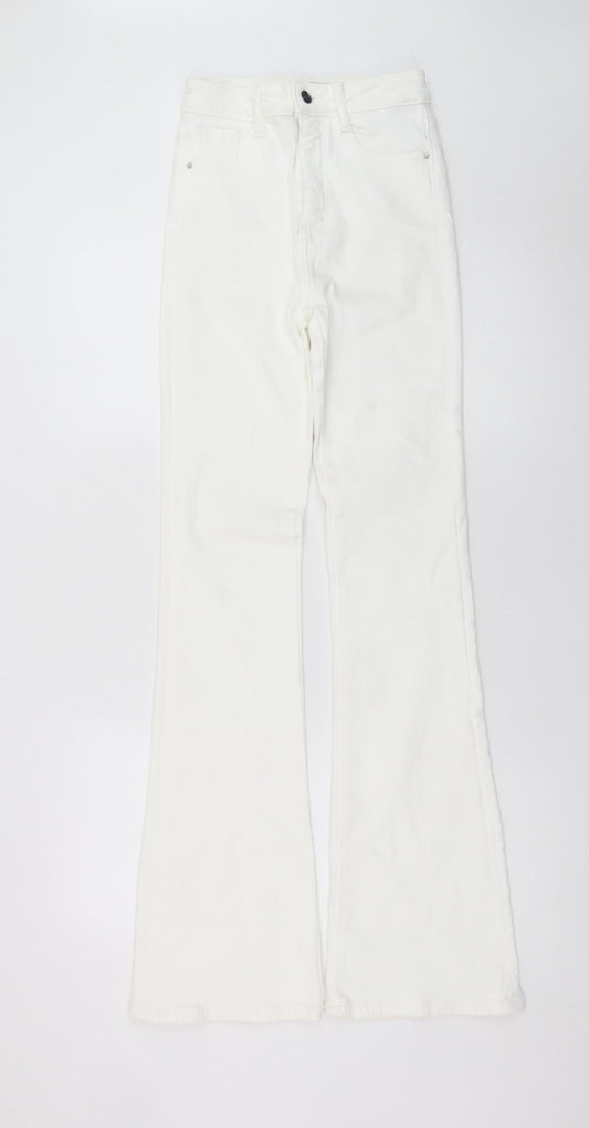 ZARA Women's White Flared High-Rise Jeans Size 6