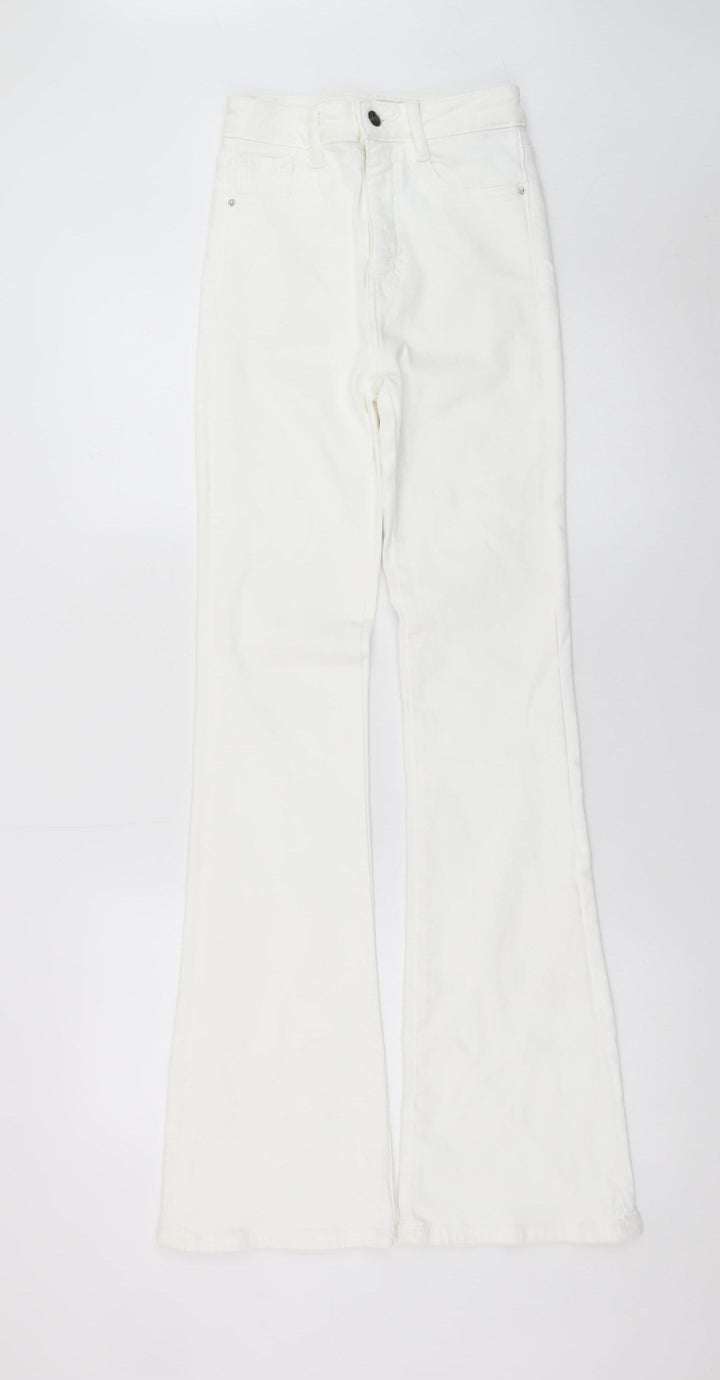 ZARA Women's White Flared High-Rise Jeans Size 6