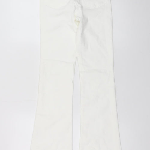 ZARA Women's White Flared High-Rise Jeans Size 6
