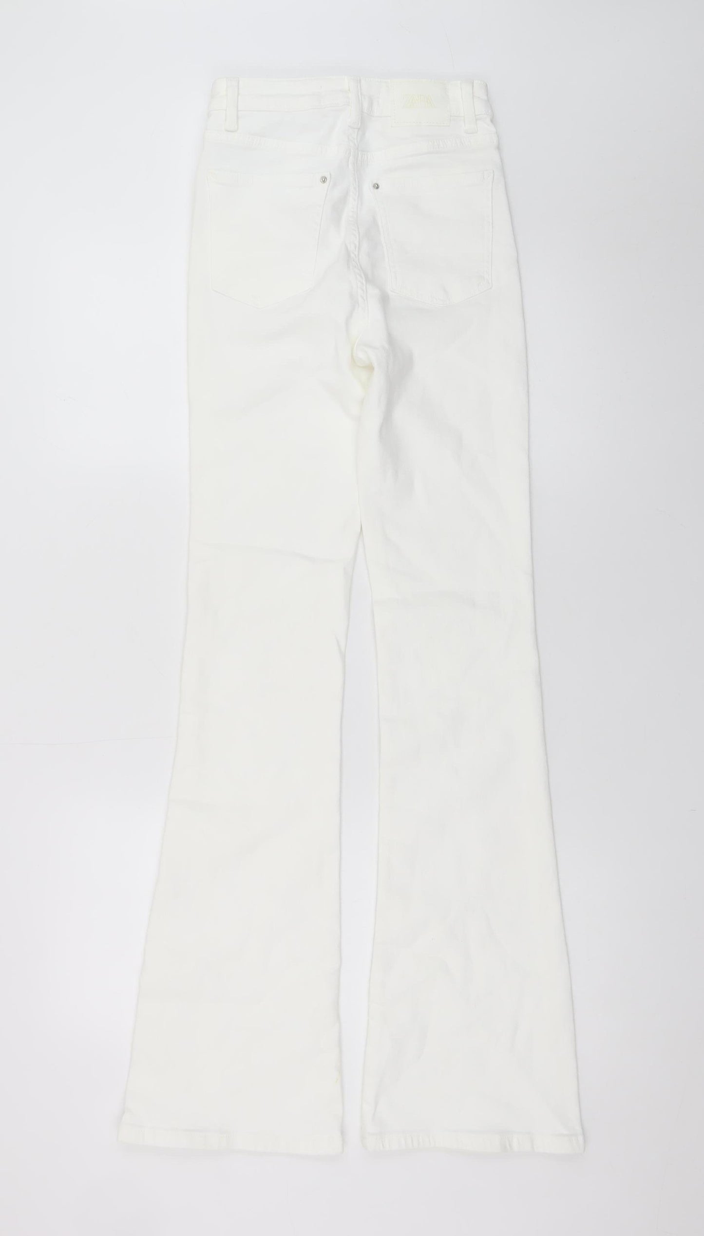 ZARA Women's White Flared High-Rise Jeans Size 6