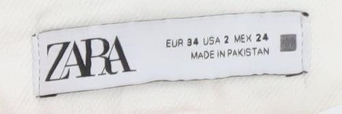 ZARA Women's White Flared High-Rise Jeans Size 6
