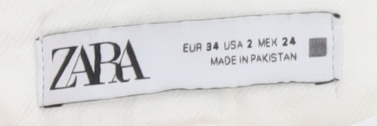 ZARA Women's White Flared High-Rise Jeans Size 6