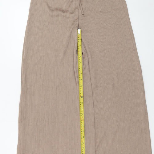 Gallery Womens Beige Wide-Leg Trousers Size S Elastic Waist