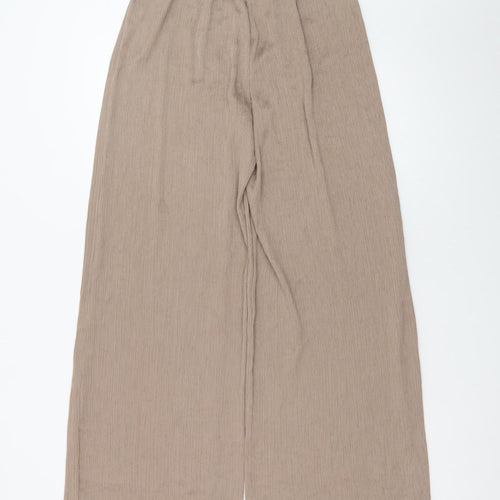 Gallery Womens Beige Wide-Leg Trousers Size S Elastic Waist
