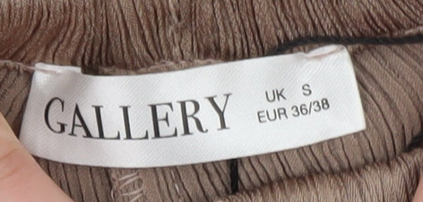 Gallery Womens Beige Wide-Leg Trousers Size S Elastic Waist