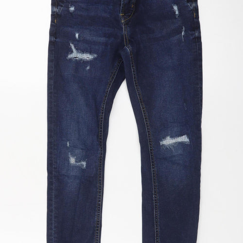 Denim Co. Girls Blue Skinny Jeans 8-9 Years Distressed Stretch Denim