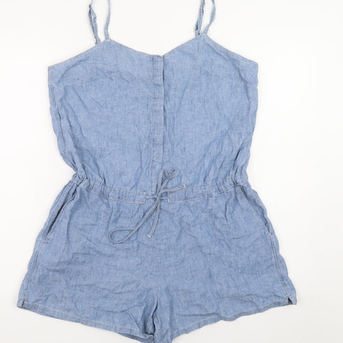 Levi's Womens Blue Linen Cotton Chambray Playsuit Size M