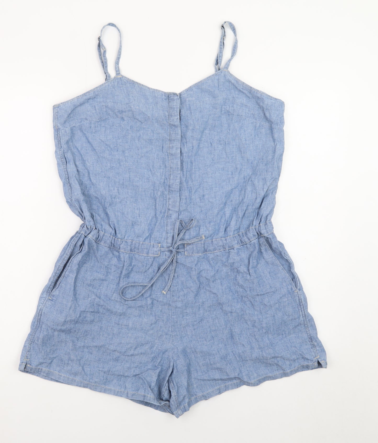 Levi's Womens Blue Linen Cotton Chambray Playsuit Size M