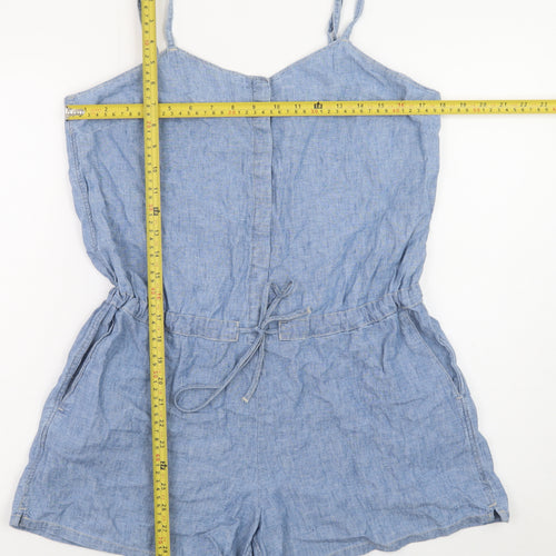 Levi's Womens Blue Linen Cotton Chambray Playsuit Size M