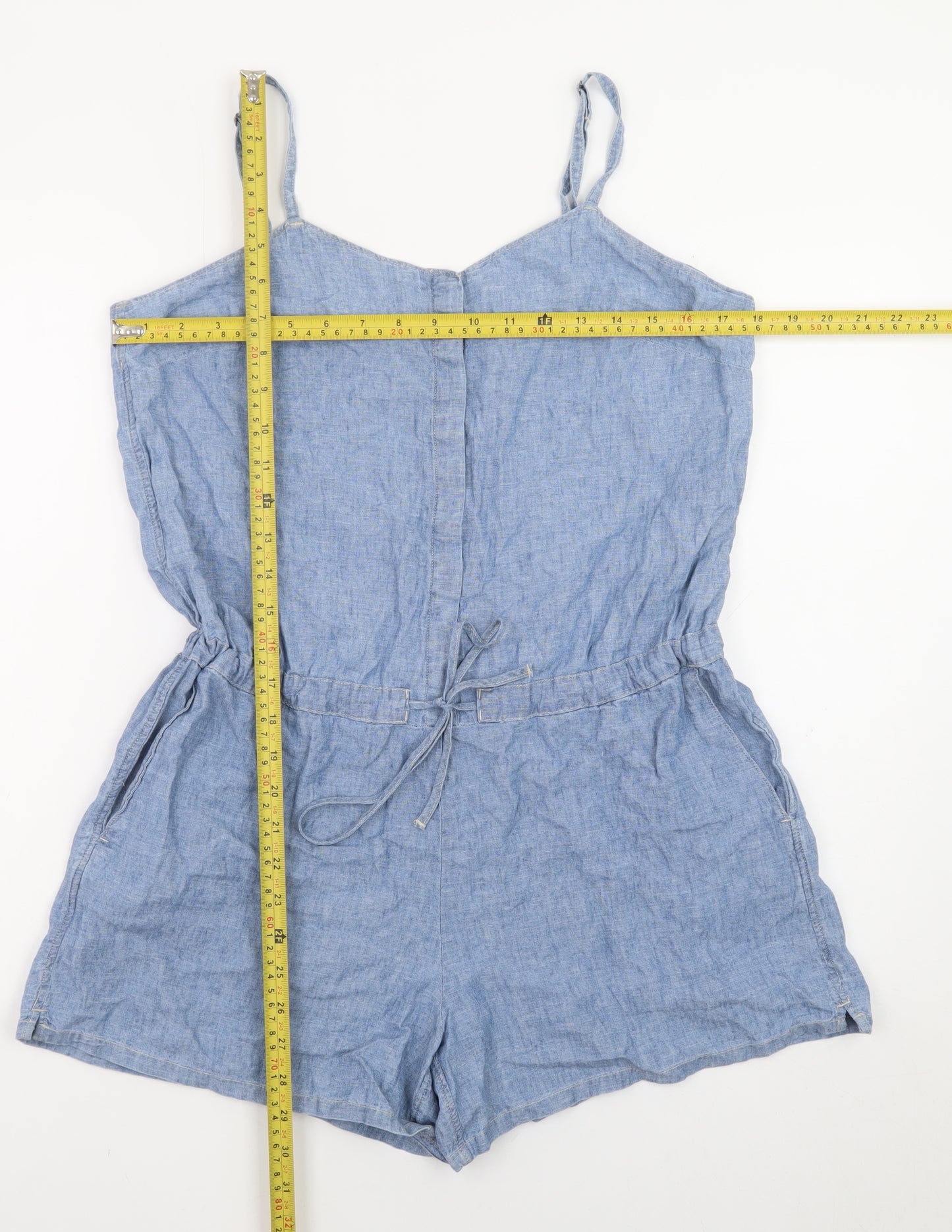 Levi's Womens Blue Linen Cotton Chambray Playsuit Size M