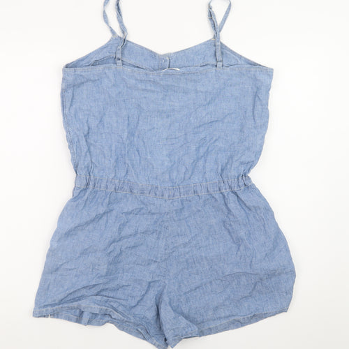 Levi's Womens Blue Linen Cotton Chambray Playsuit Size M