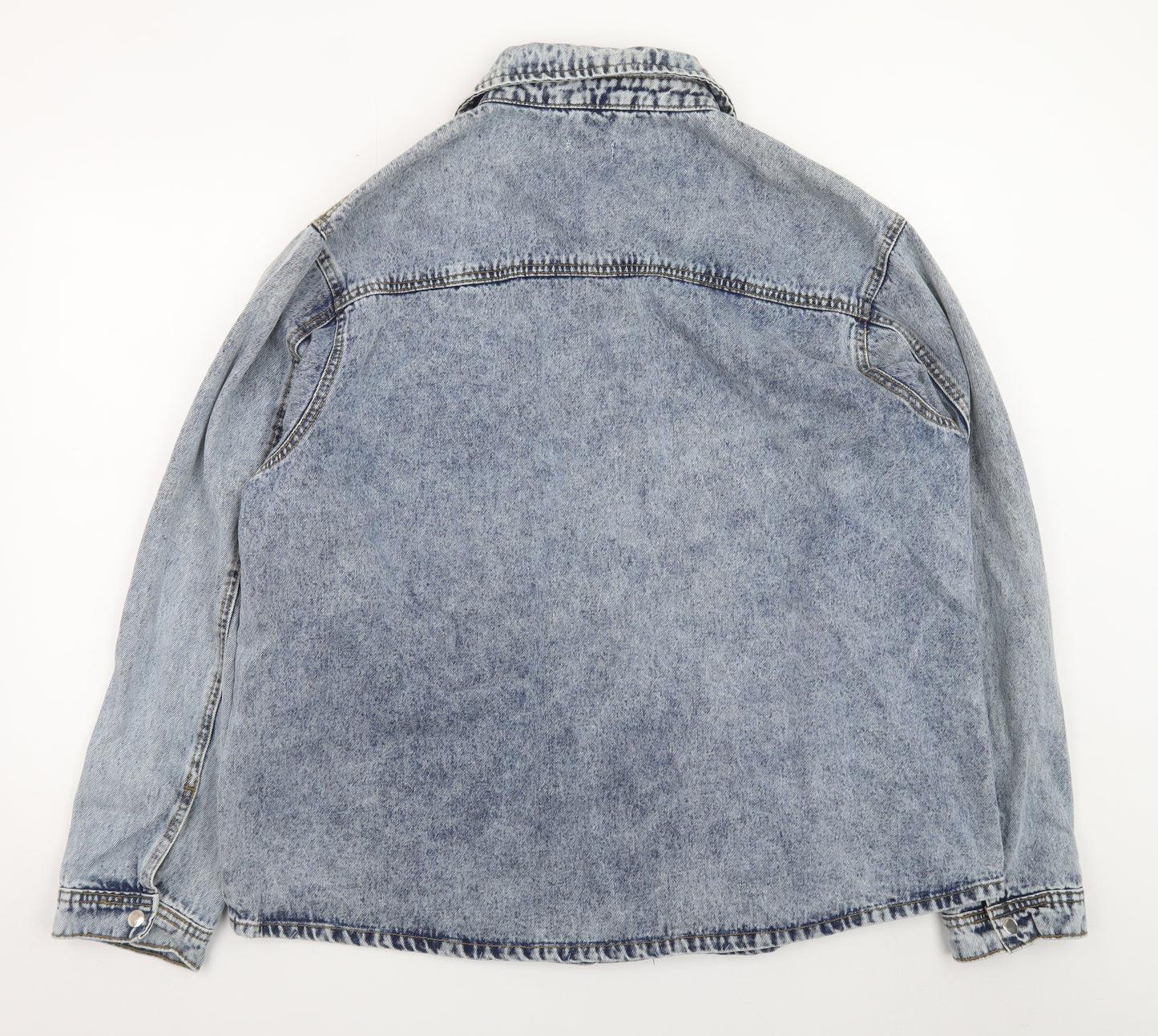 Boohoo Women Blue Denim Oversized Button-Up Jacket UK 16 Casual Style