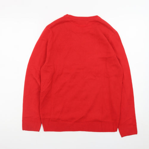H&M Girls Red Christmas Jumper 12-14 Years Funny Festive Pullover