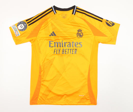 adidas Men Yellow Real Madrid Mbappé 9 Slim Fit Sports T-Shirt M