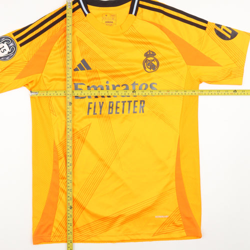 adidas Men Yellow Real Madrid Mbappé 9 Slim Fit Sports T-Shirt M