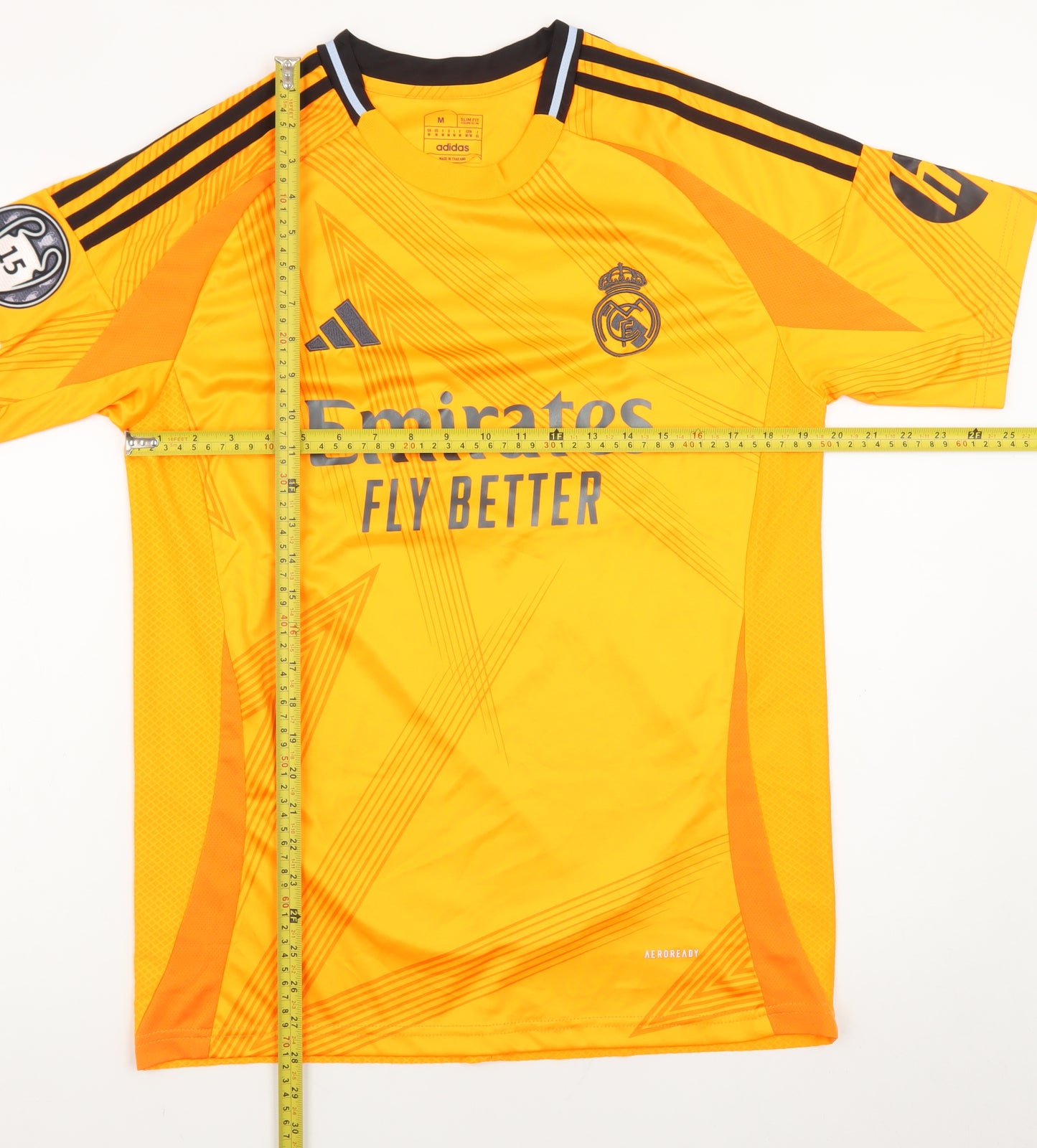 adidas Men Yellow Real Madrid Mbappé 9 Slim Fit Sports T-Shirt M