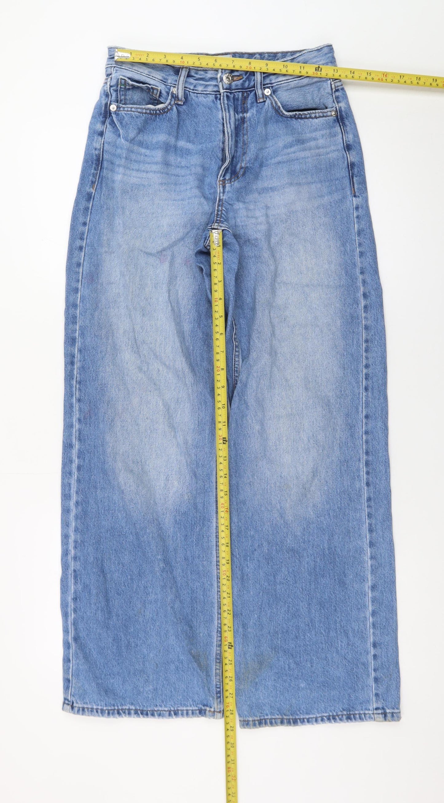 River Island Women’s Blue Wide-Leg High Rise Denim Jeans Size 6