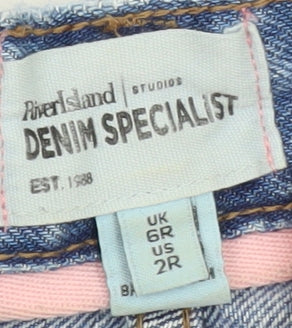 River Island Women’s Blue Wide-Leg High Rise Denim Jeans Size 6