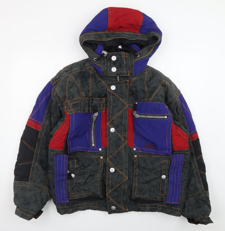 Rodeo Men's Multicoloured Hooded Retro Puffer Jacket Size M 38in