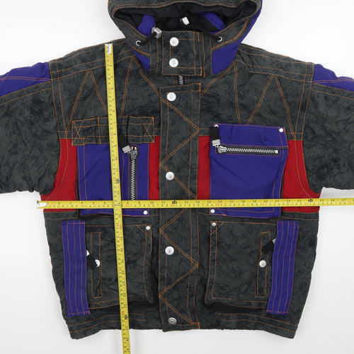 Rodeo Men's Multicoloured Hooded Retro Puffer Jacket Size M 38in