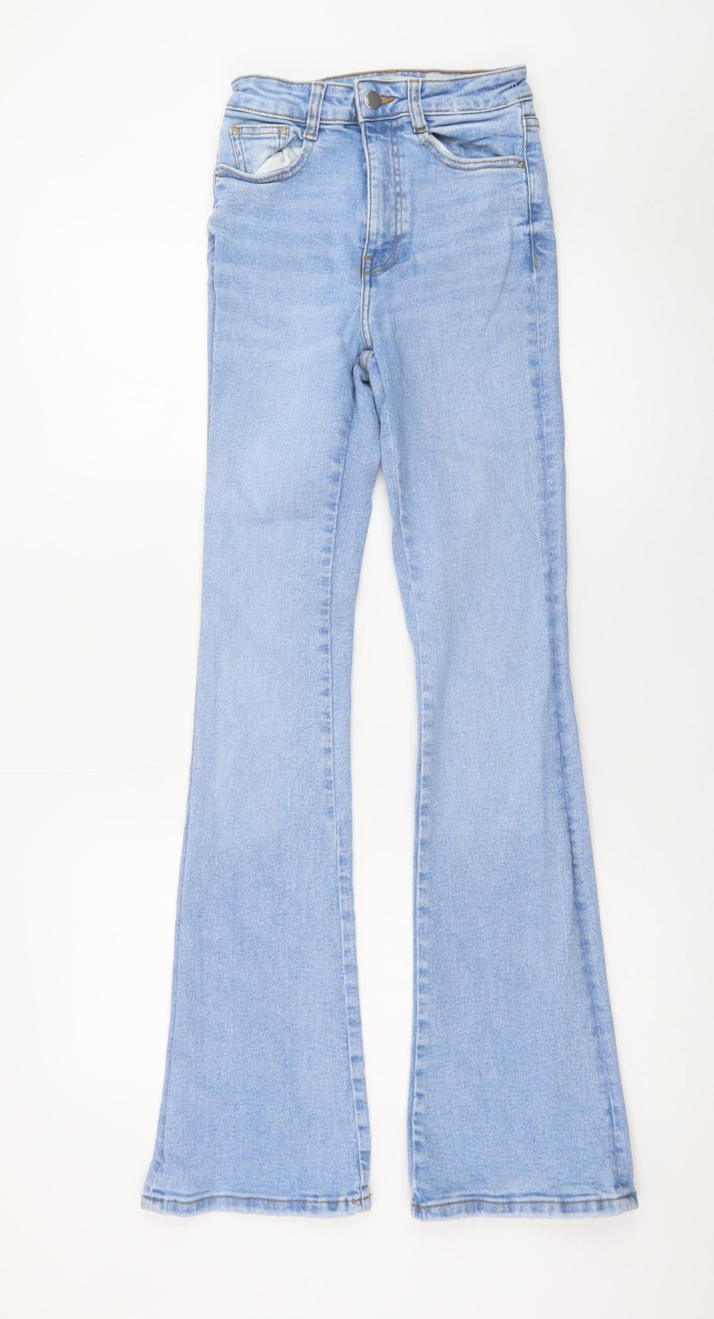Zara Women Blue Flared Mid Rise Stretch Denim Jeans Size 6