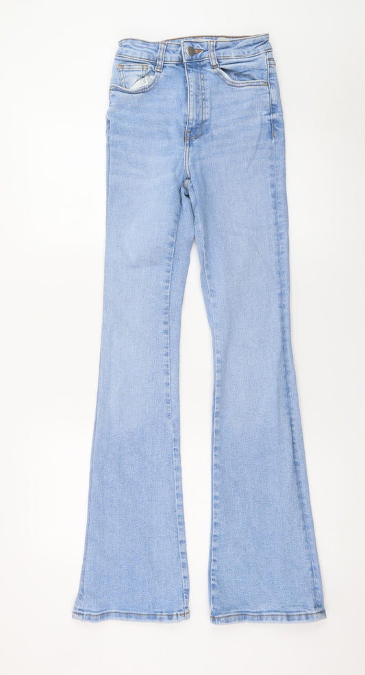 Zara Women Blue Flared Mid Rise Stretch Denim Jeans Size 6